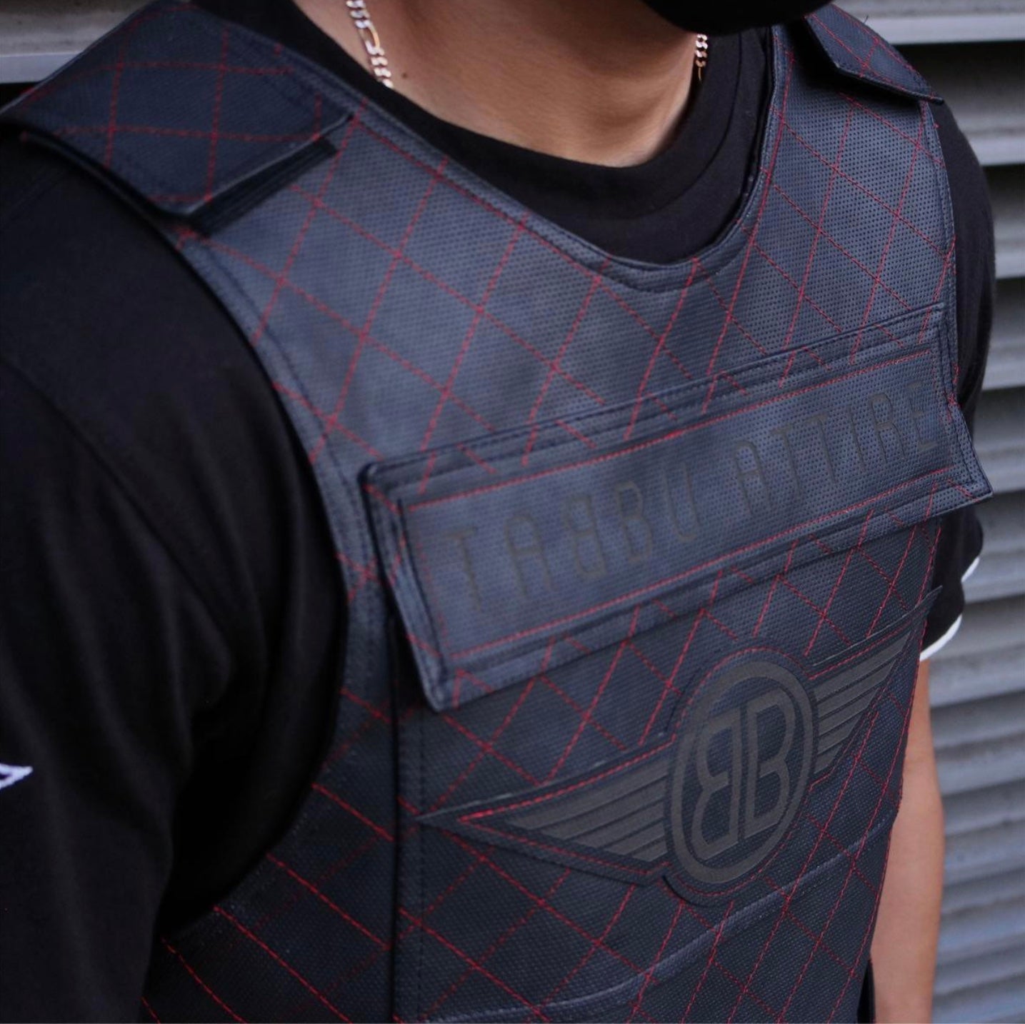 Premium Vest Black on Red