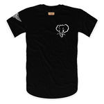 Oversized Elephant Head Tee in Black with White/Black Embroidery