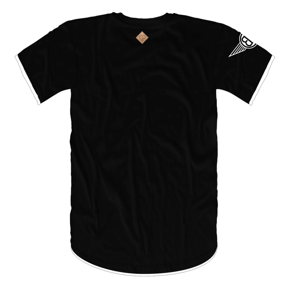 Oversized Elephant Head Tee in Black with White/Black Embroidery