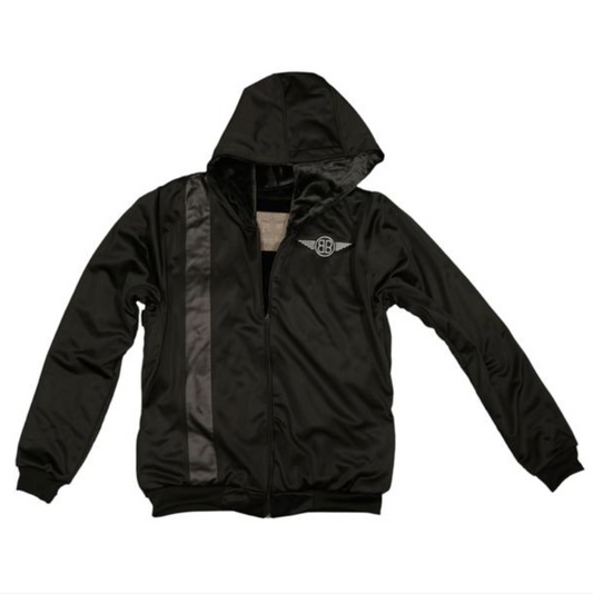 Black Stripe Hooded Jacket in Black