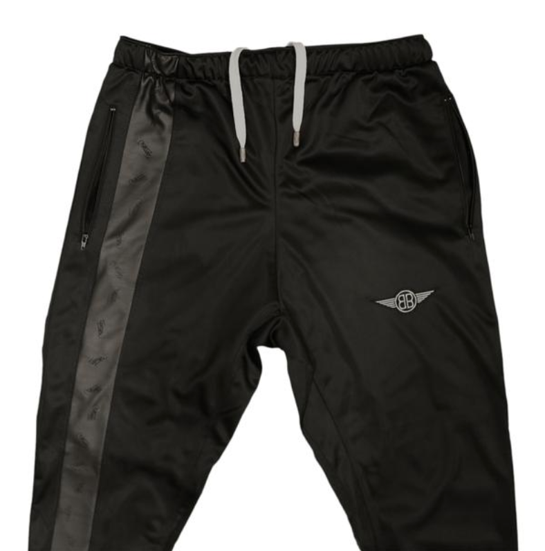 Black Stripe Pants in Black