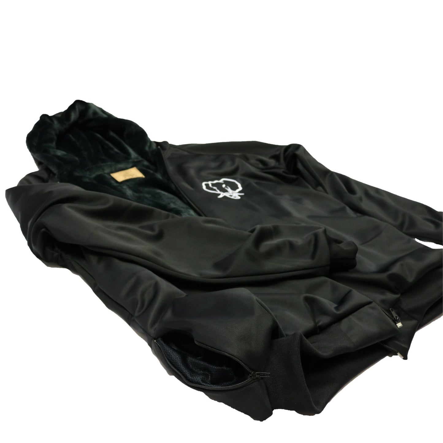 Elephant Head Fur Lining Heavyweight Jacket-Black/White