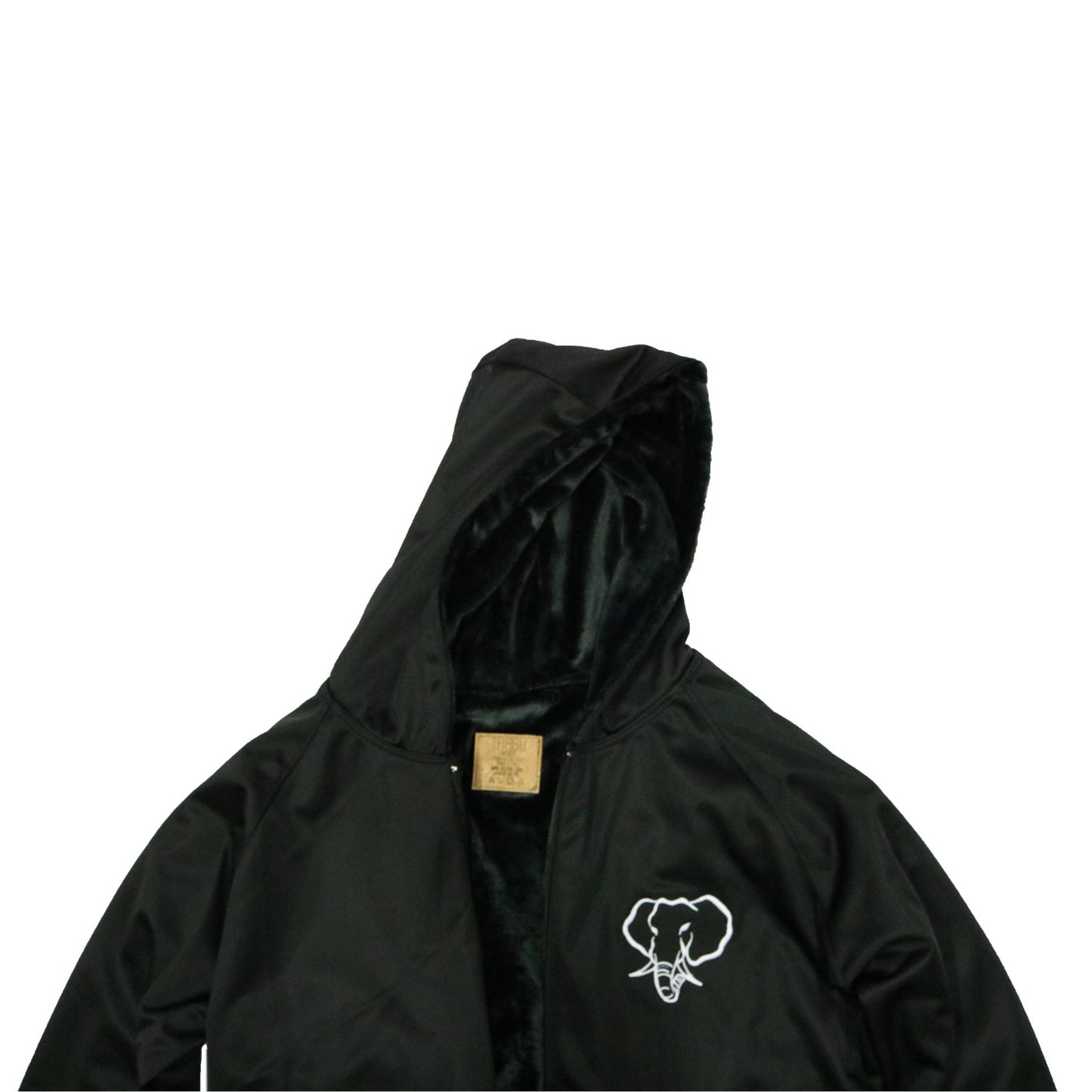 Elephant Head Fur Lining Heavyweight Jacket-Black/White